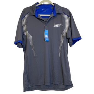 Beachbody Insanity Mens Gray Blue GCOOL Performance Polo Shirt Medium NEW NWT